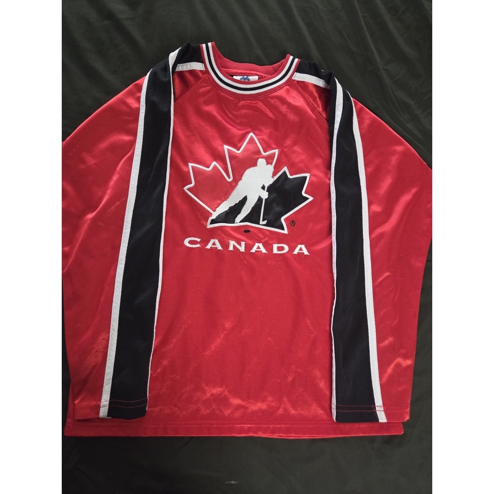 Mighty Mac Sports Team Canada Red/ White Long Sleeve Embroidered Jersey